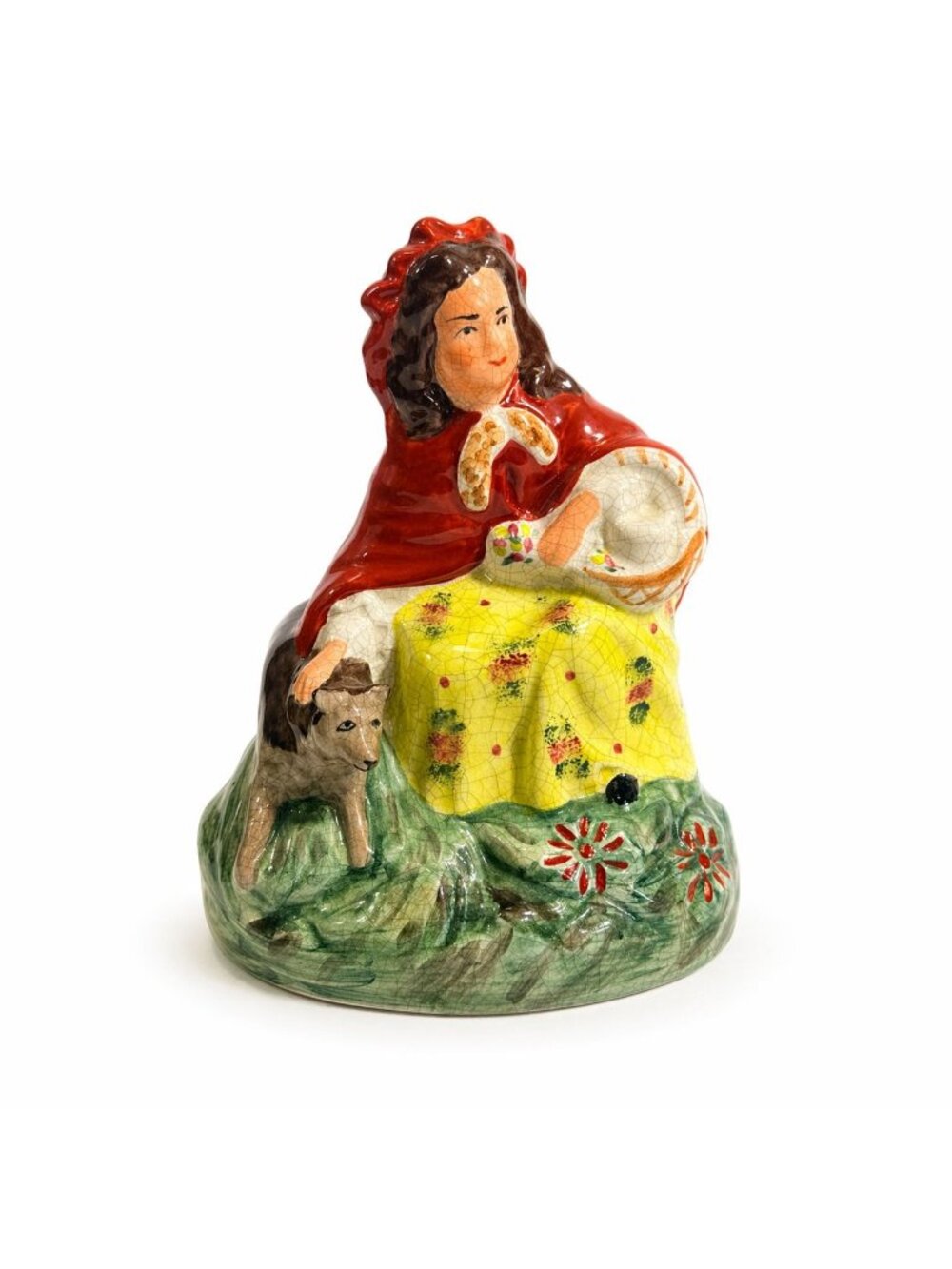 Porcelain Figurine Red Riding Hood Big Bad Wolf Character Vintage Stafforshire